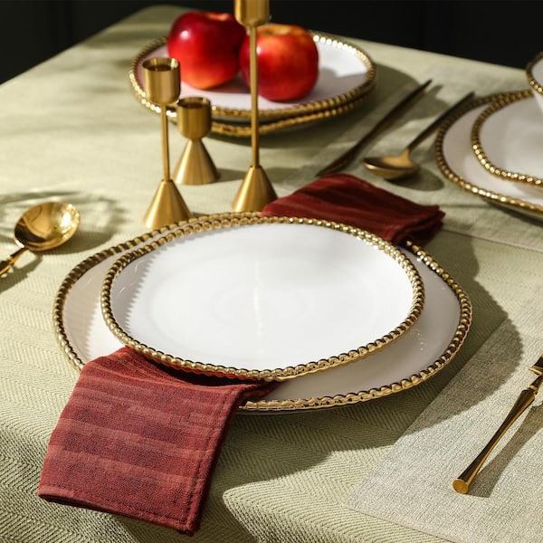 STONE LAIN Akoya 24-Piece White Porcelain Dinnerware Set (Service