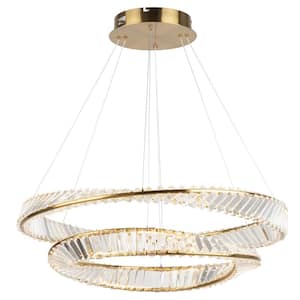Stella Collection 31.50 in. W X 10.30 in. H 65-Watt Integrated LED Brushed Brass Chandelier