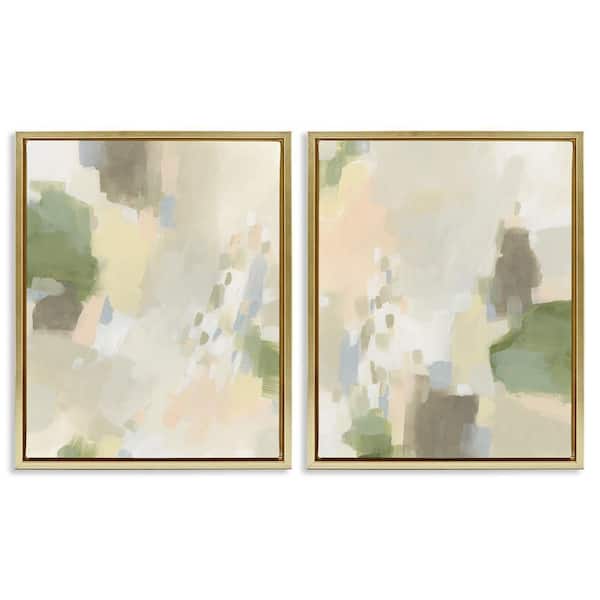 Stupell Industries Beige Abstract with Speckles by June Erica Vess 2 Pieces Gold Floater Frame Abstract Graphic Art Print 21 in. x 17 in.
