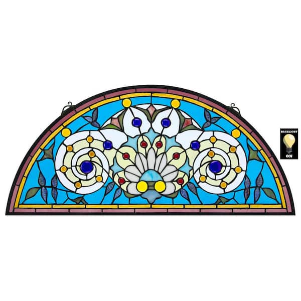 Design Toscano Callidora Demi-Lune Tiffany-Style Stained Glass Window Panel