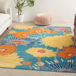 Allur Turquoise Multicolor 5 ft. x 7 ft. Floral Medallion Boho Area Rug