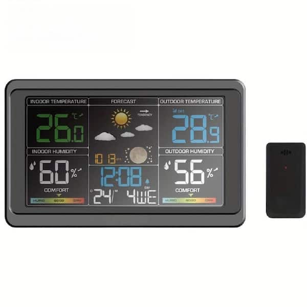 Home Weather Stations Indoor and Outdoor Color Display Weather Thermometer with Adjustable Backlight