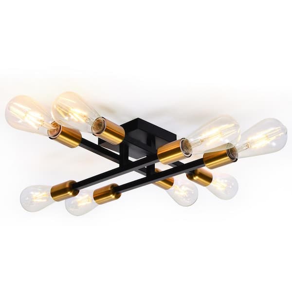 EDISLIVE Avanna 14.9 in. 8-Light Black and Gold Semi Flush Mount Ceiling Light