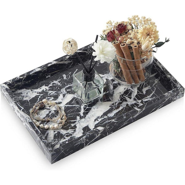 Natural Black White Marble Vanity Tray for Bathroom and Kitchen