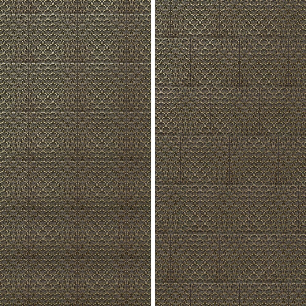 Manhattan Noir 12" x 12" Gold Motif Matte Porcelain Tile