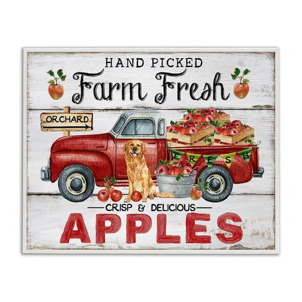 Stupell Industries Farm Fresh Apples Truck by Creatif Belle White Framed Nature Giclee Art Print 11 in. x 14 in.