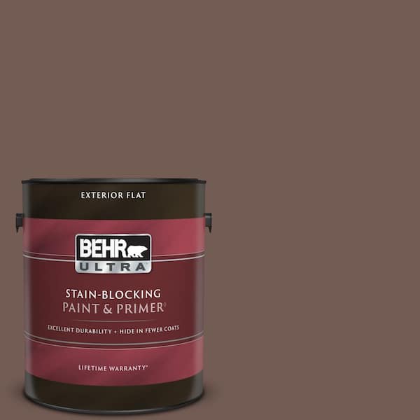 BEHR ULTRA 1 gal. #220F-7 Yorkshire Brown Flat Exterior Paint & Primer