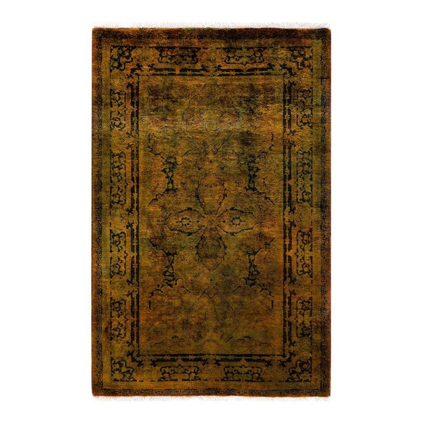 Chloe & Olivia Home Overdyed Yellow 2 ft. 8 in. x 4 ft. 1 in. Wool Indoor Area Rug