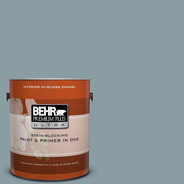 BEHR Premium Plus Ultra 1 gal. #ECC-65-3 Teal Wave Hi-Gloss Enamel Interior Paint and Primer in One