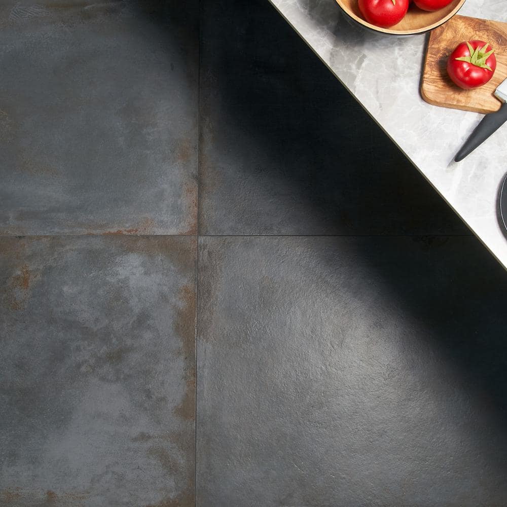 Angela Harris Black Matte Rectified Porcelain Floor and Wall Tile