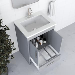 Capri 24 in. W x 22 in. D Bathroom Vanity in Gray with Microstone Vanity Top in White with White Basin