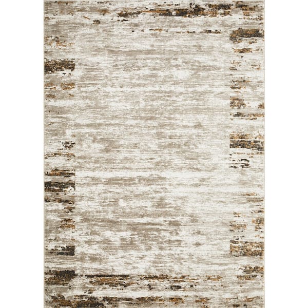 LOOMAKNOTI Alanzo Albah Beige 9 ft. 10 in. x 12 ft. 10 in. Abstract Polypropylene Indoor Area Rug
