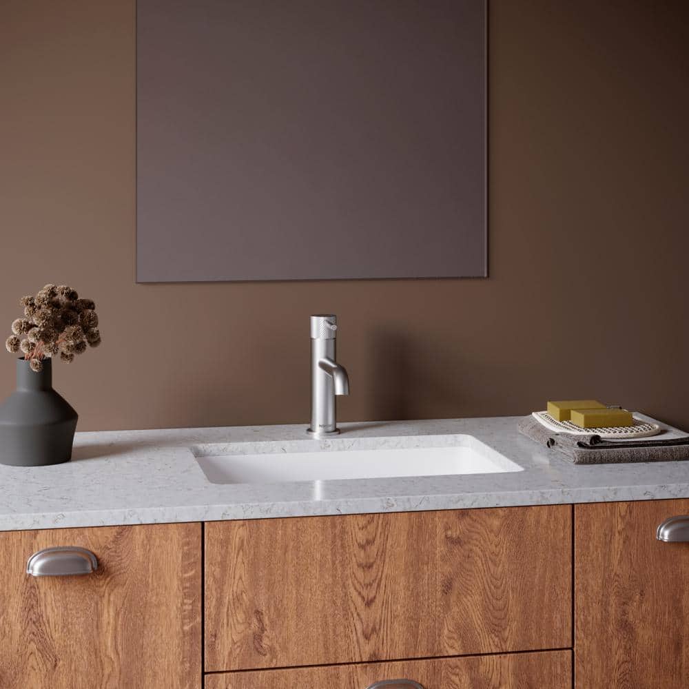 Stainless Steel Single Hole Bathroom Faucet with Knurled Handle