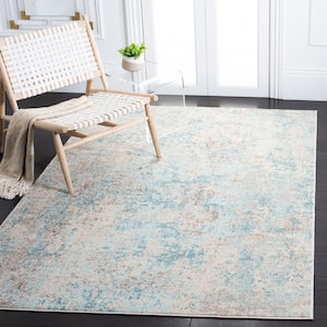 Madison Ivory/Teal Doormat 2 ft. x 4 ft. Geometric Abstract Area Rug