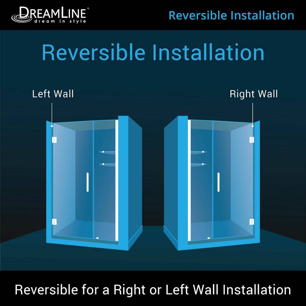 Unidoor Frameless Clear Glass Hinged Shower Door with Chrome Finish