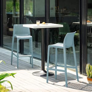 Milos Baby Blue Stackable Resin Outdoor Bar Stool (2-Pack)