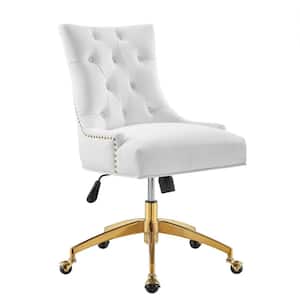 Regent Tufted White Performance Velvet Seat Office Chair with Polished Gold Metal Base