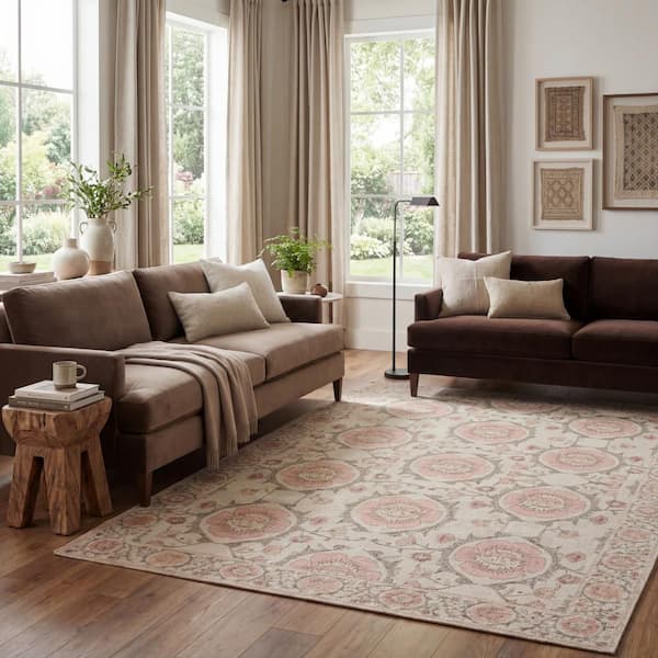 Lomia Traditional Vintage Medallion Area Ivory 8 ft. x 10 ft. Indoor Area Rug