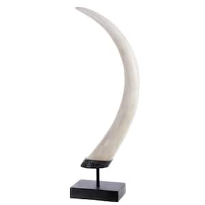 Fenra 29.5 in. Black/White Elephant Tusk Decorative Table Sculpture