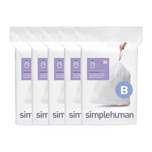 simplehuman Custom Fit Can Liners, G, 8 Gallons, White, Pack Of 240 Liners