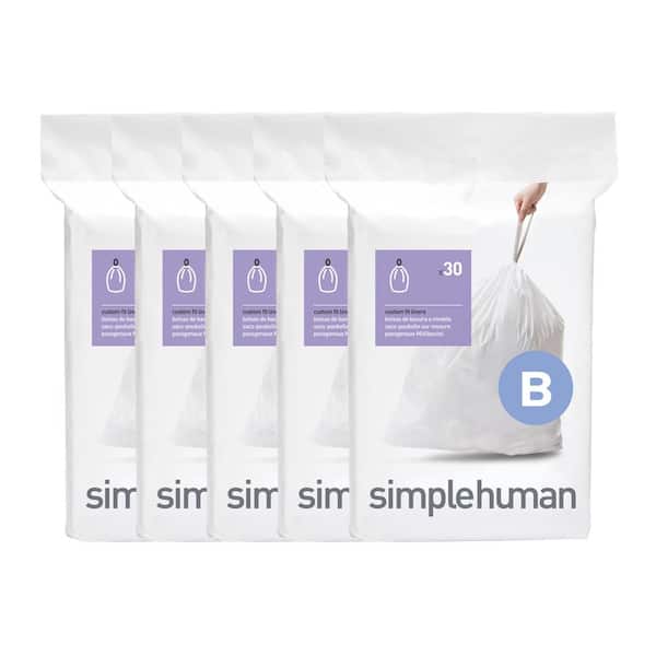 Plasticplace Custom Fit Trash Bags simplehuman (X) Code F Compatible (200 Count) White Drawstring Garbage Liners 6.5 Gallon