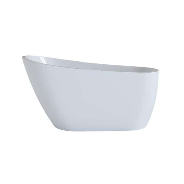 59.06 in. x 29.53 in. Single Slipper Acrylic Soaking Bathtub in White