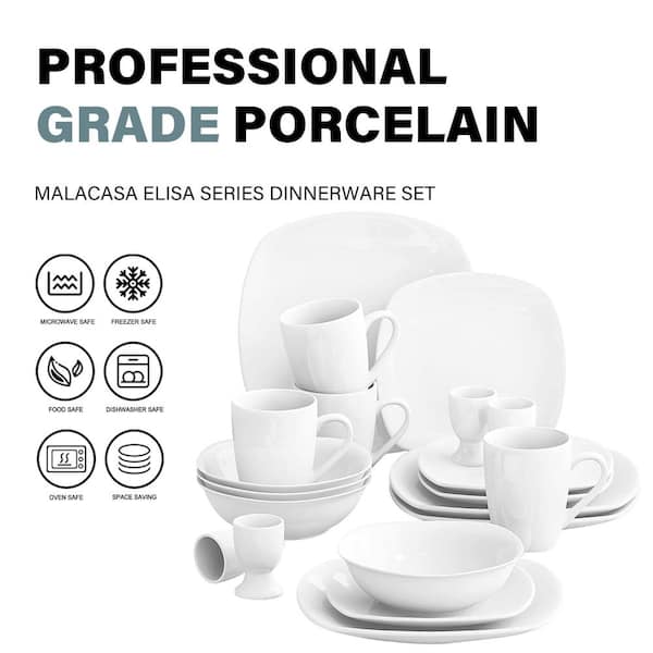 MALACASA Elisa Set of 20 Porcelain Dinnerware Set for 4 Person