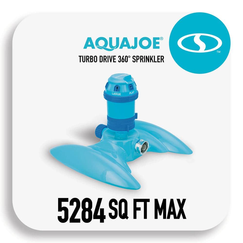 AQUA JOE 6Pattern Turbo Drive 360Degree Sprinkler with Customizable