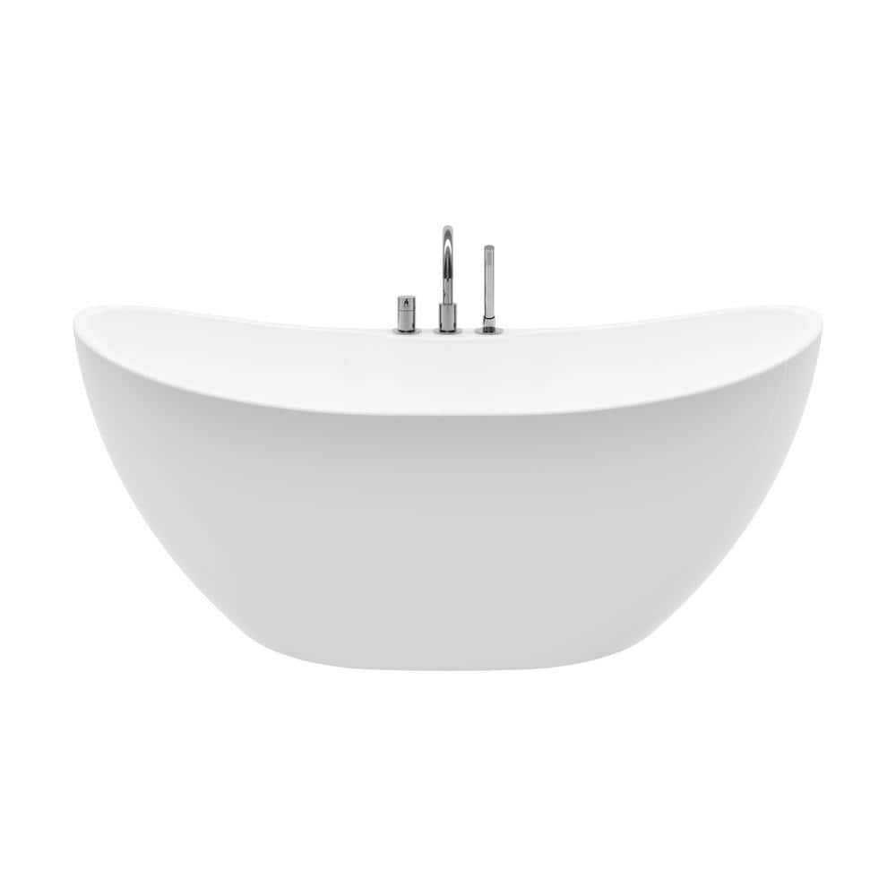 A&E Retrofit 55 in. Acrylic Double Slipper Flatbottom NonWhirlpool