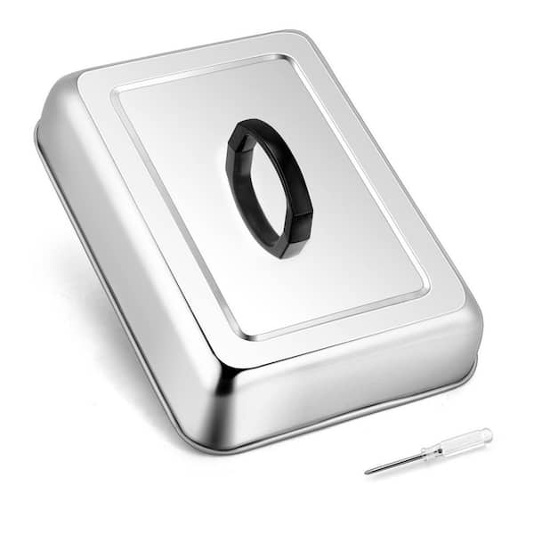 Rectangular Basting Cover, Stainless Steel Cheese Melting Dome Steaming Cover Lid, Heavy Duty Griddle Grill Accessories