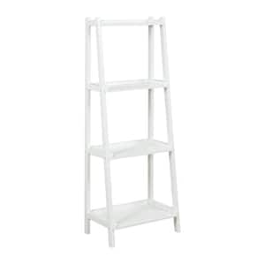 Dunnsville 22 in. White Solid Wood 4-Tier Ladder Bookshelf with Open Display
