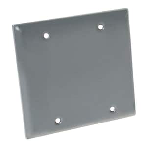 N3R Blank Aluminum Gray 2-Gang Weatherproof Wall Outlet Cover Plate for Outdoor Electrical Box