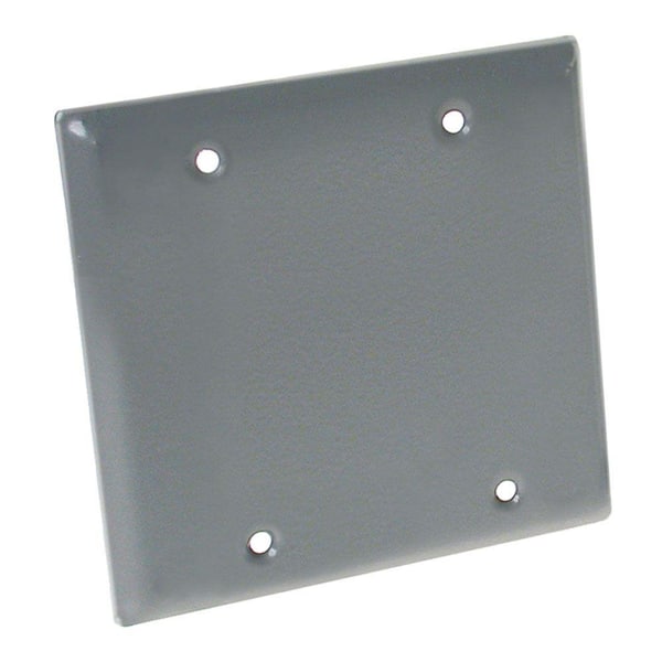 BELL N3R Blank Aluminum Gray 2-Gang Weatherproof Wall Outlet Cover Plate for Outdoor Electrical Box