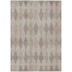 Beige Taupe and Brown 8 ft. x 10 ft. Woven Geometric Rectangle Indoor/Outdoor Area Rug