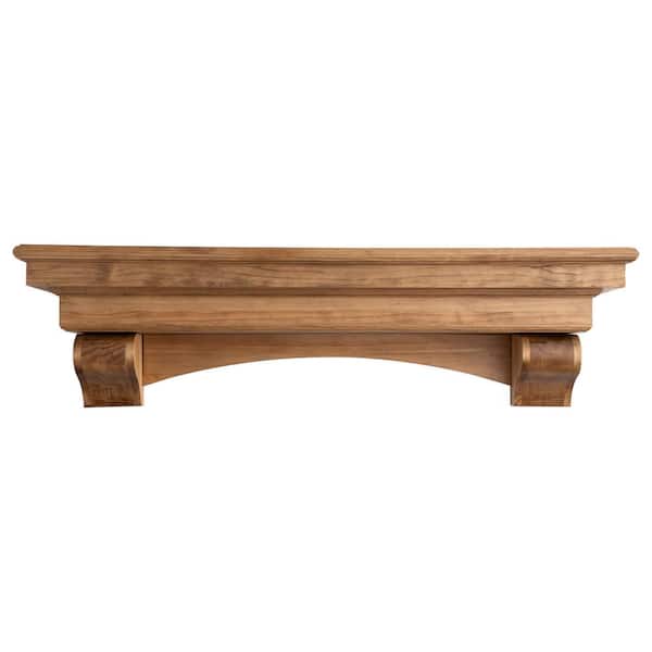 Dogberry Collections 60 in. Aged Oak French Corbel Mantel Shelf