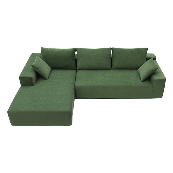 109 in. 2-Piece L Shaped Chenille Modern Sectional Sofa in Green
