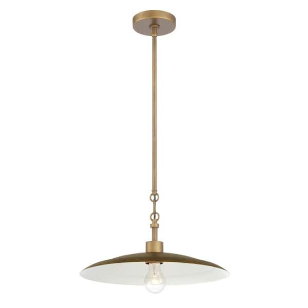 York 60-Watt 1-Light Natural Brass Pendant Light with a Reflective Metal Shade, No Bulb Included