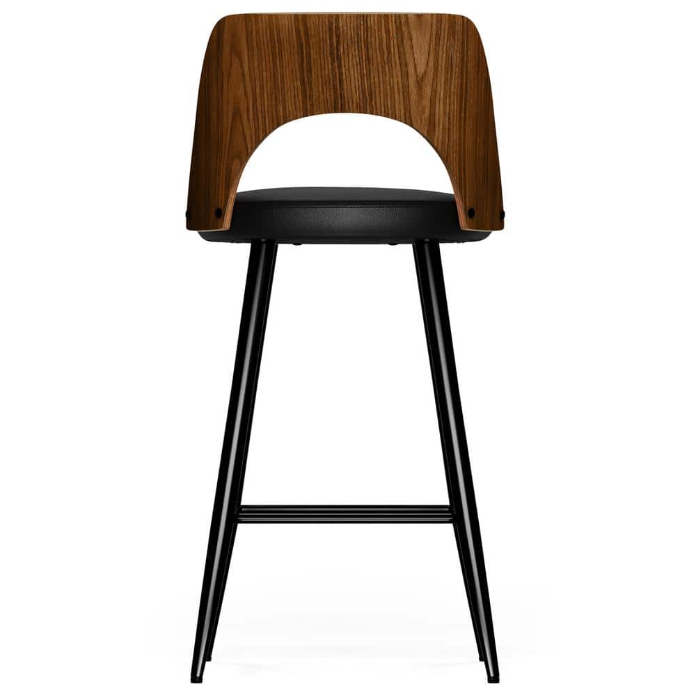 Micah Black Metal and Wood Counter Height Stool Set