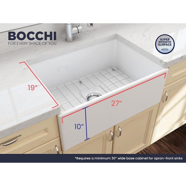 BOCCHI Contempo Farmhouse Apron Front Fireclay 27 in. Single