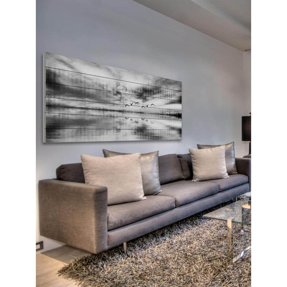 15 in. H x 45 in. W Flight of Six by Parvez Taj Printed White Wood Wal