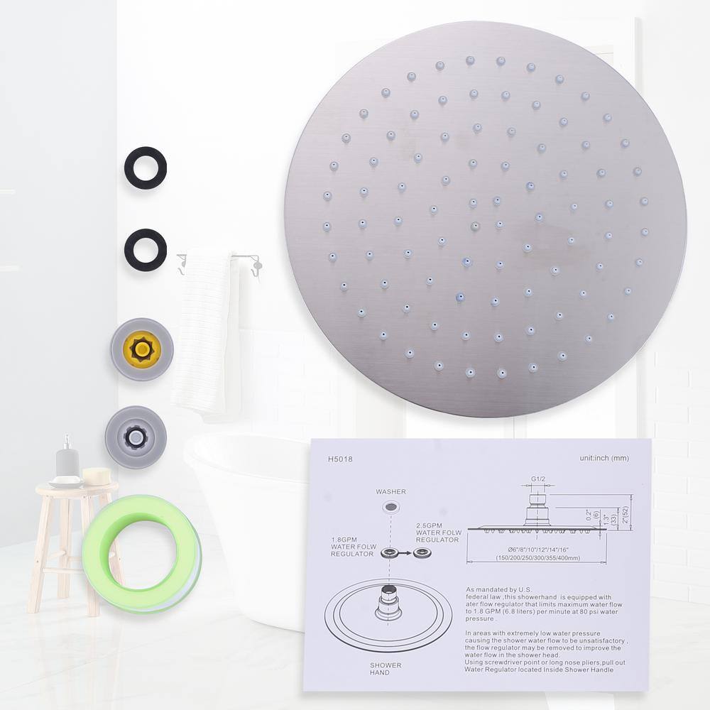 Large Brushed Nickel Wall Mounted Rain Shower Head