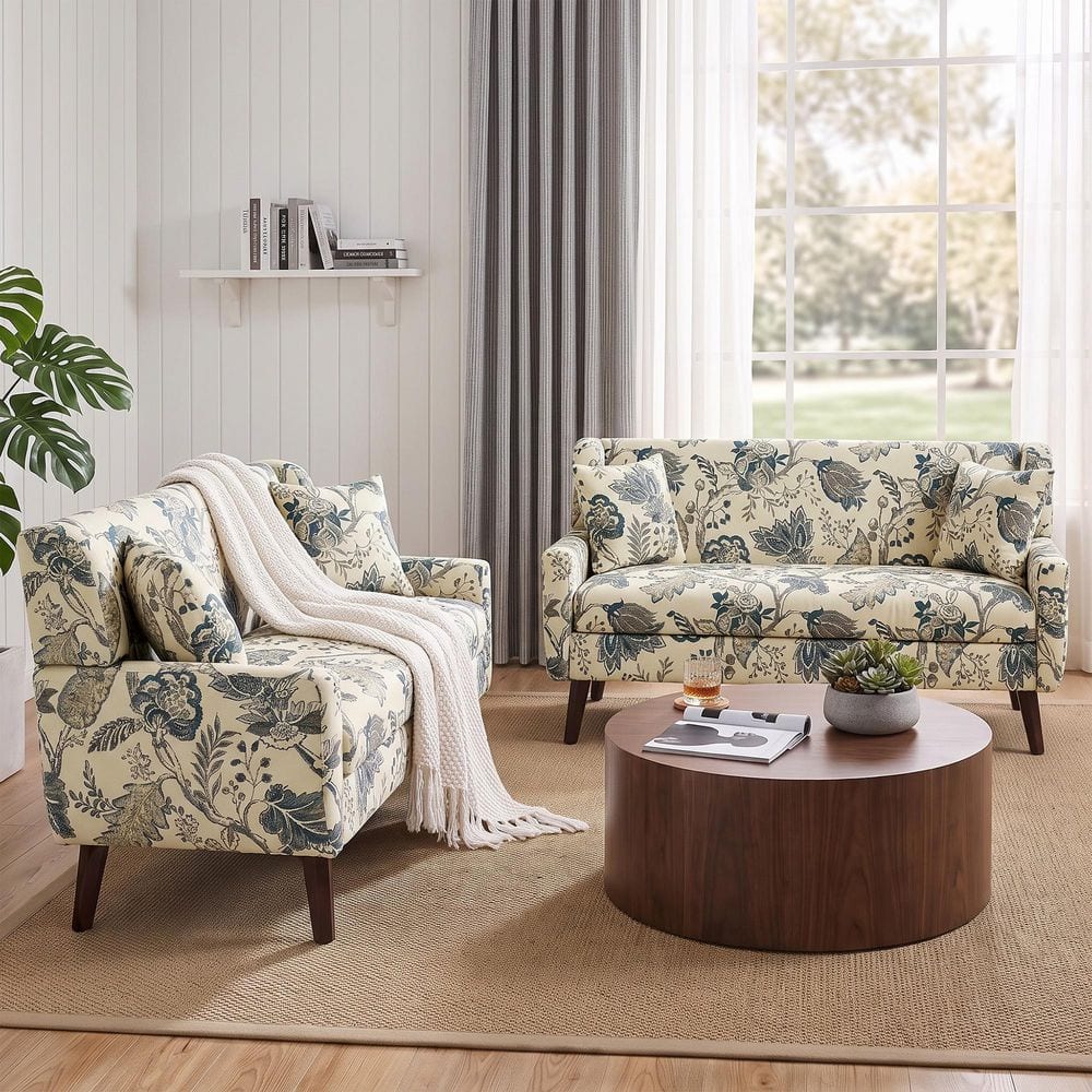 62.98 in. Straight Arm Linen Rectangle Sofa in Pattern Leaf (Set of 2) price history on PriceWatchPro