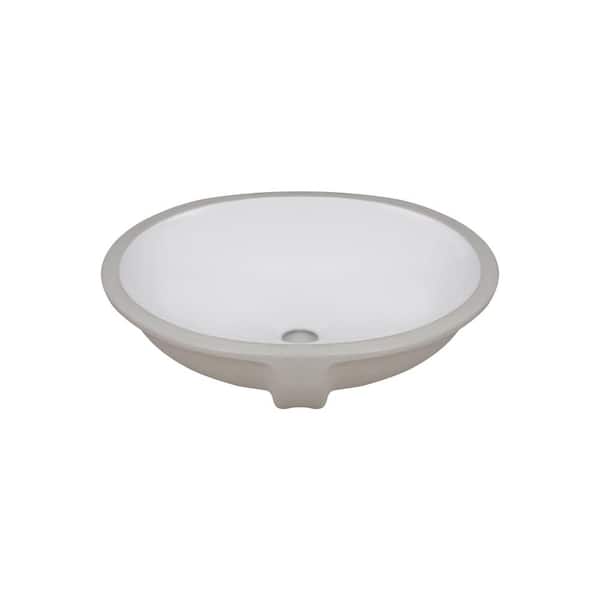 16.54 in. Oval Undermount Vitreous China Bathroom Sink in White Suitable for Small Space