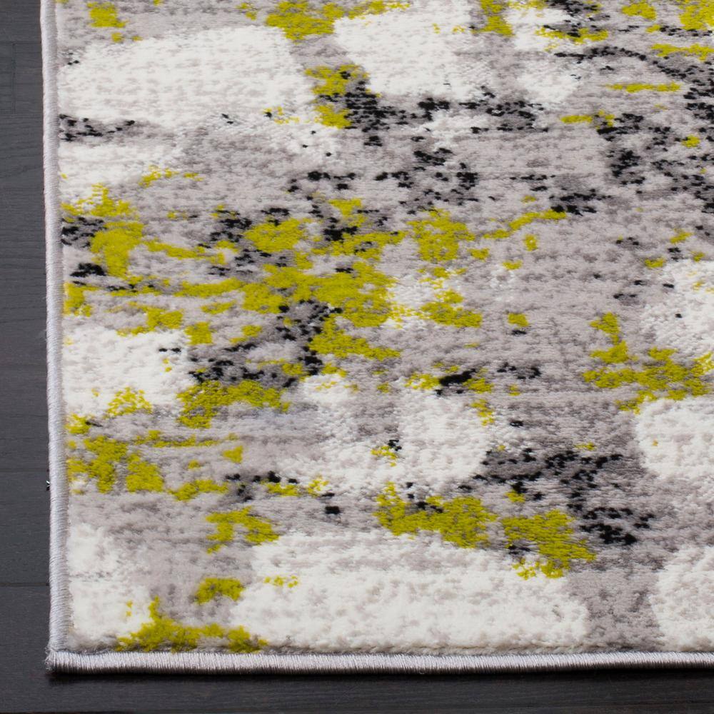 Reversible Grey/Green Abstract Synthetic 8' x 10' Area Rug