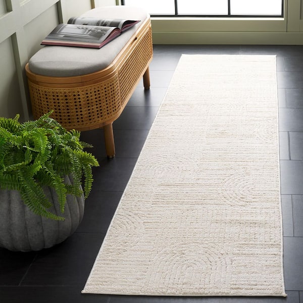 Elmhurst 2 ft. x 8 ft. Ivory/Gray High-Low Geometric Runner Rug