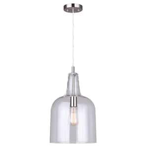 Keeva 1-Light Brushed Nickel Pendant Light with Clear Glass Shade