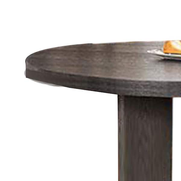 Benjara Zoko Ash Gray Solid Wood 54 in. Pedestal Dining Table
