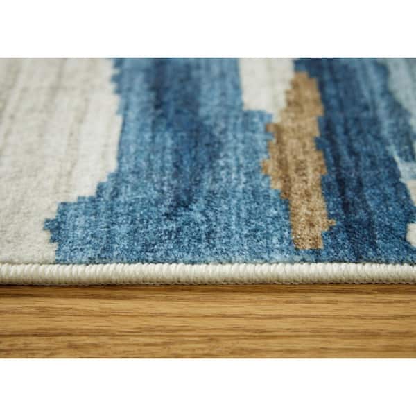 Vinlett White/Blue 8 ft. x 10 ft. Abstract Area Rug