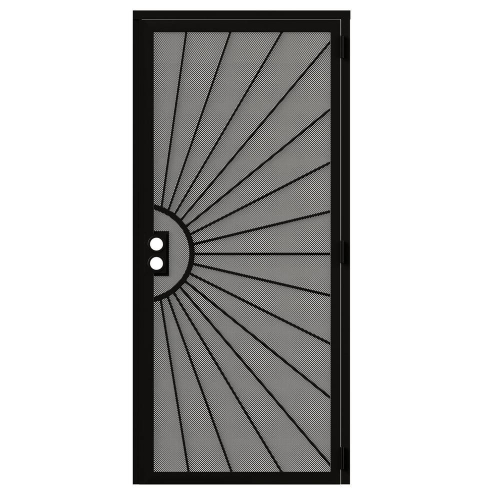 36 in. x 80 in. Universal/Reversible Hinging Black Surface Mount Steel Security Door w/ Perforated Metal Screen(No Lock) price history on PriceWatchPro