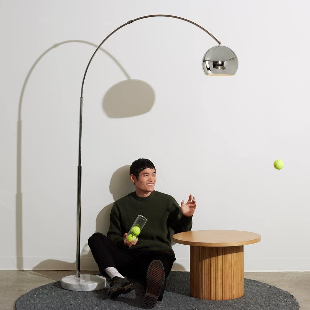 Adjustable Chrome Arc Floor Lamp with Marble Base